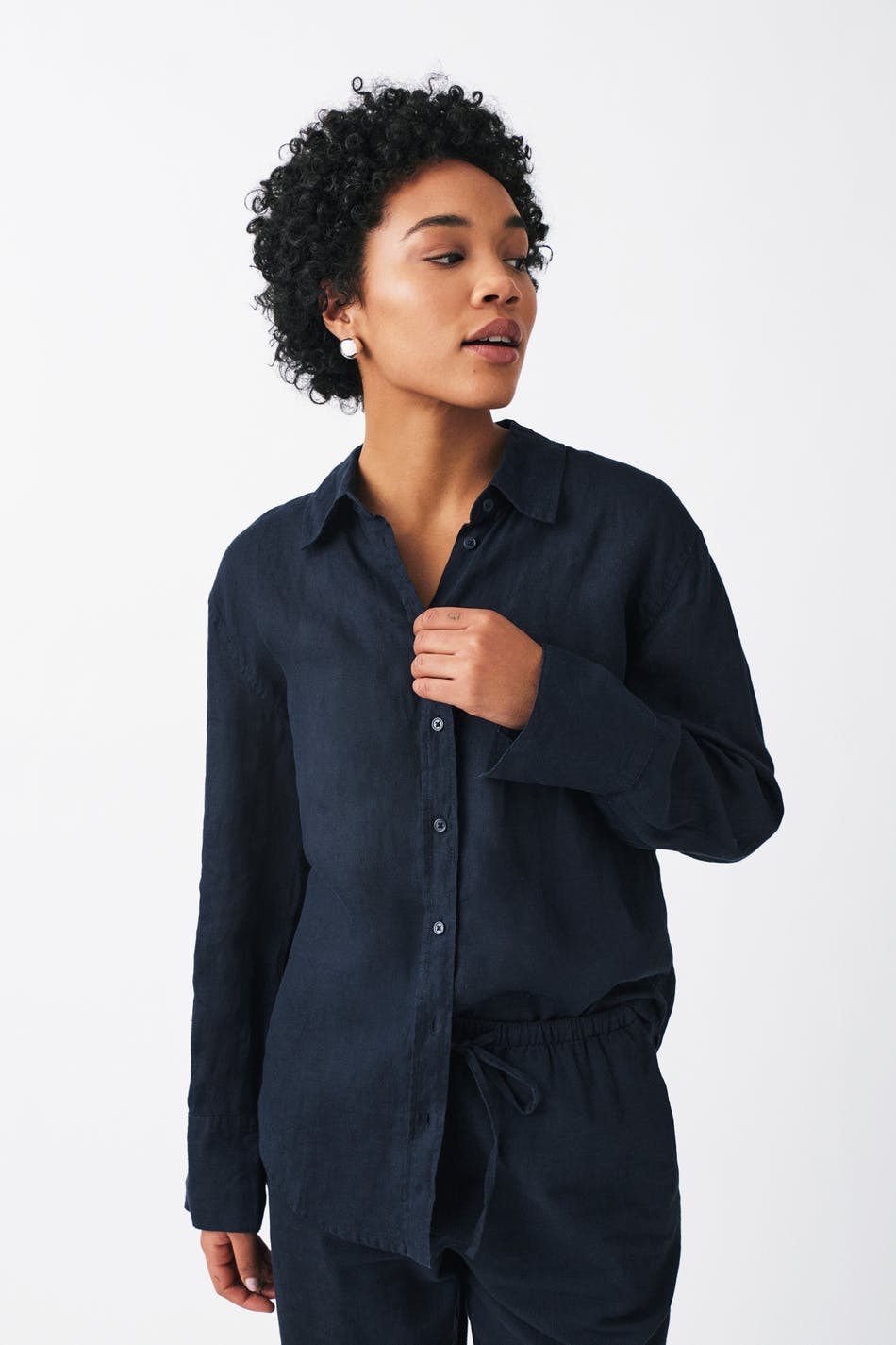 Gina Tricot - Linen shirt - linneskjortor - Black - XS - Female
