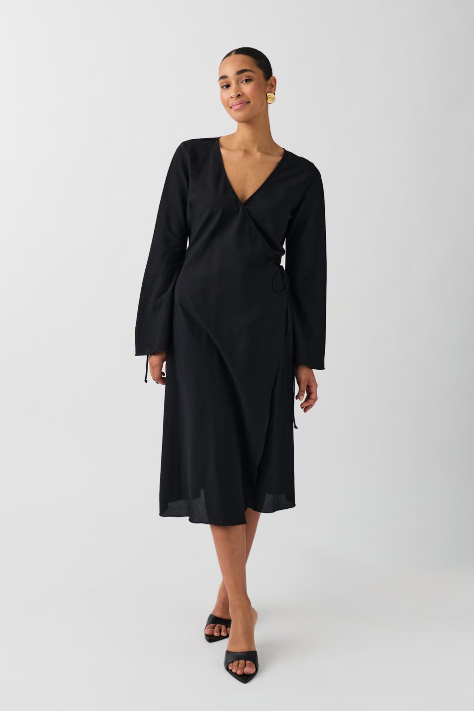  Gina Tricot- Midi wrap dress - wickelkleider- Black - S- Female