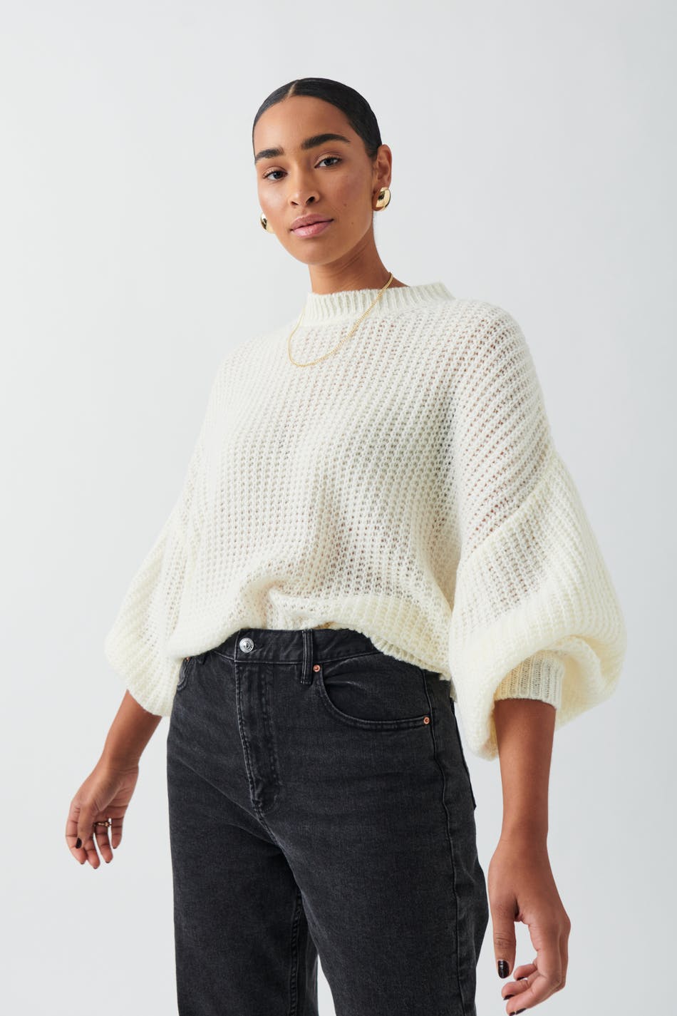 Gina Tricot - Chunky knitted sweater - Striktrøjer- Beige - M - Female
