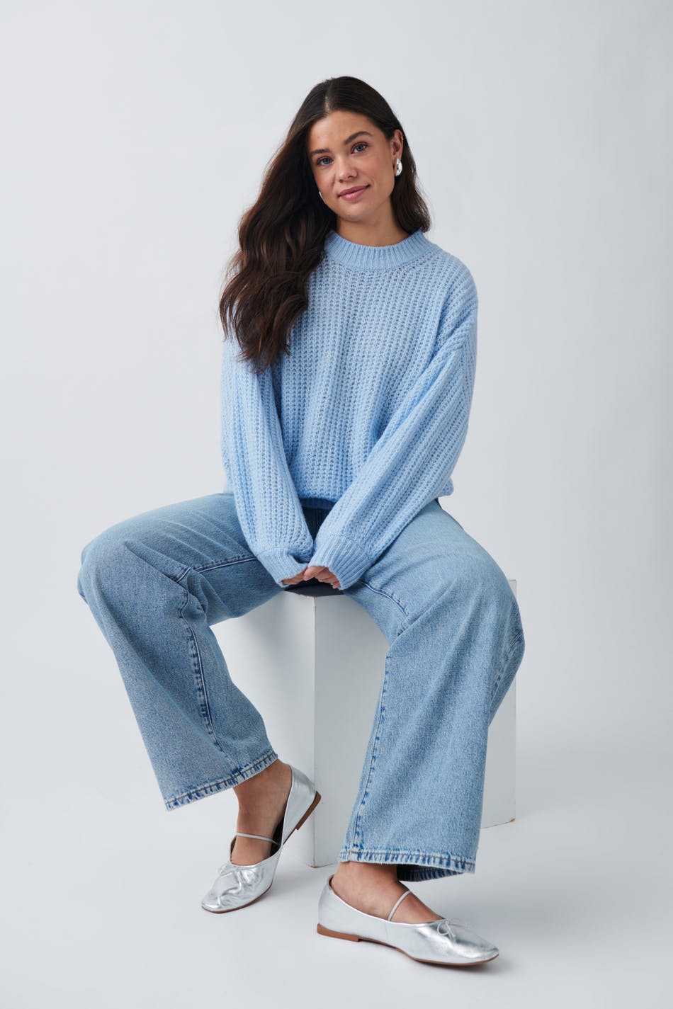 Läs mer om Gina Tricot - Chunky knitted sweater - stickade tröjor - Blue - XS - Female