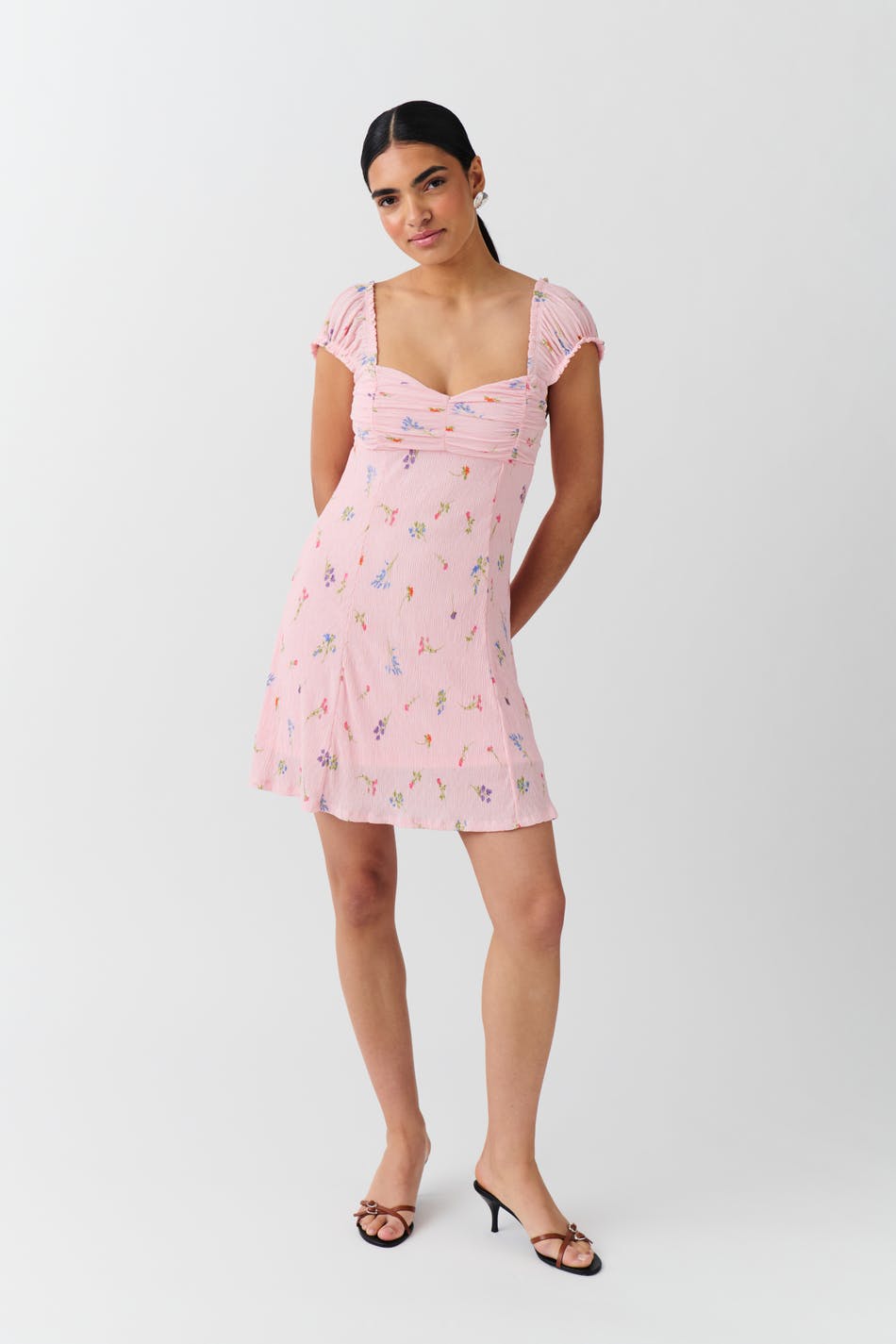 Gina Tricot - Crinkle mini dress - midi kjoler- Pink - L - Female