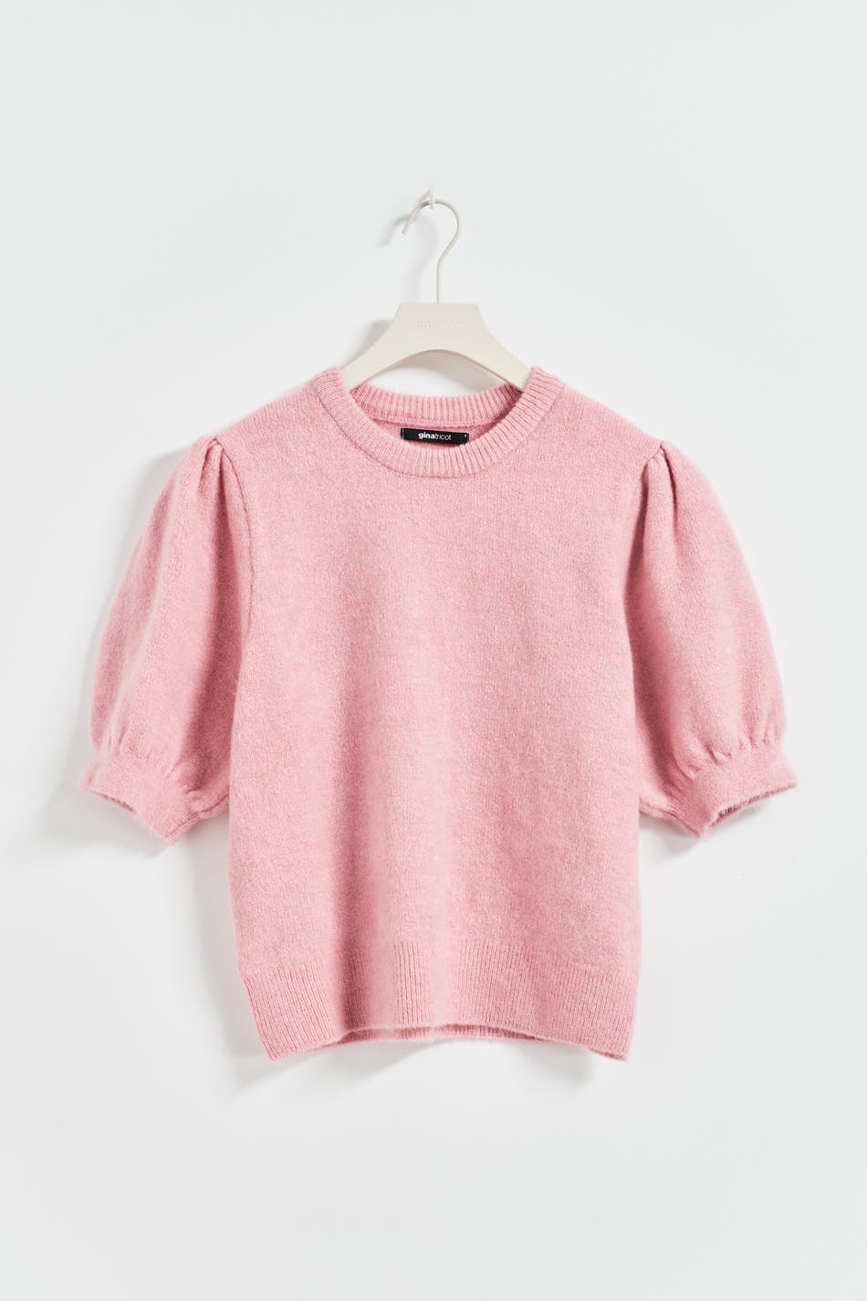Puff sleeve knitted top - Pink - Women - Gina Tricot
