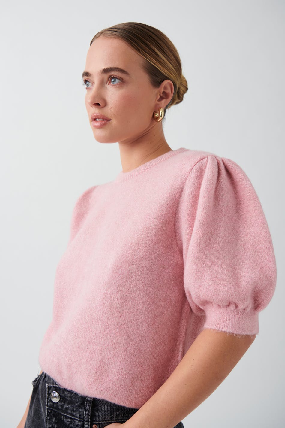 Off shoulder knit sweater - Pink - Women - Gina Tricot