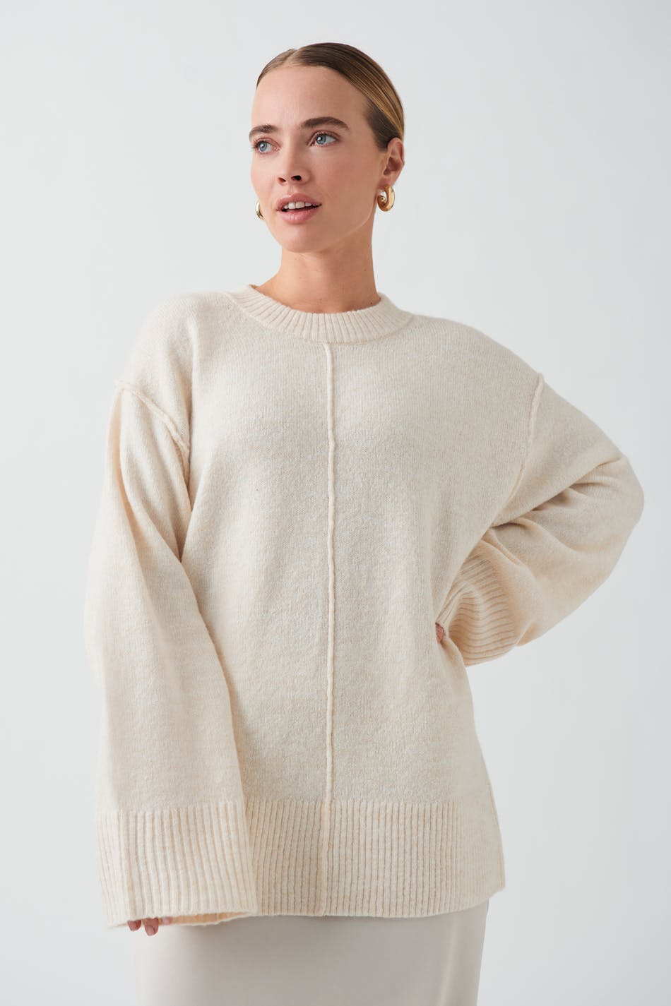 Gina Tricot - Knitted sweater - stickade tröjor - White - L - Female