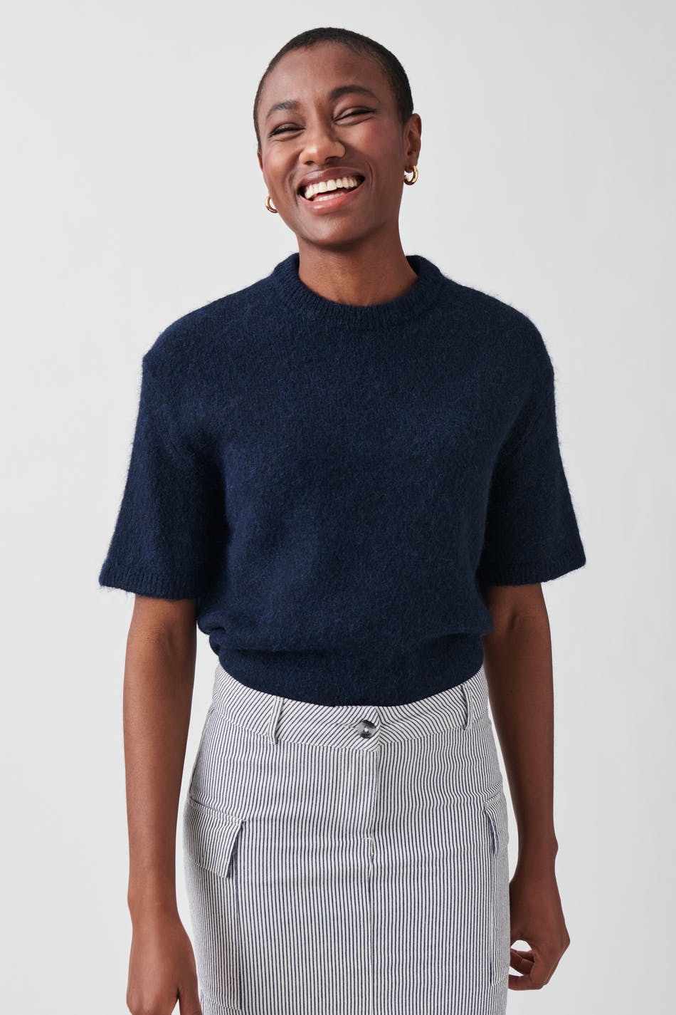Knitted top - Blue - Women - Gina Tricot