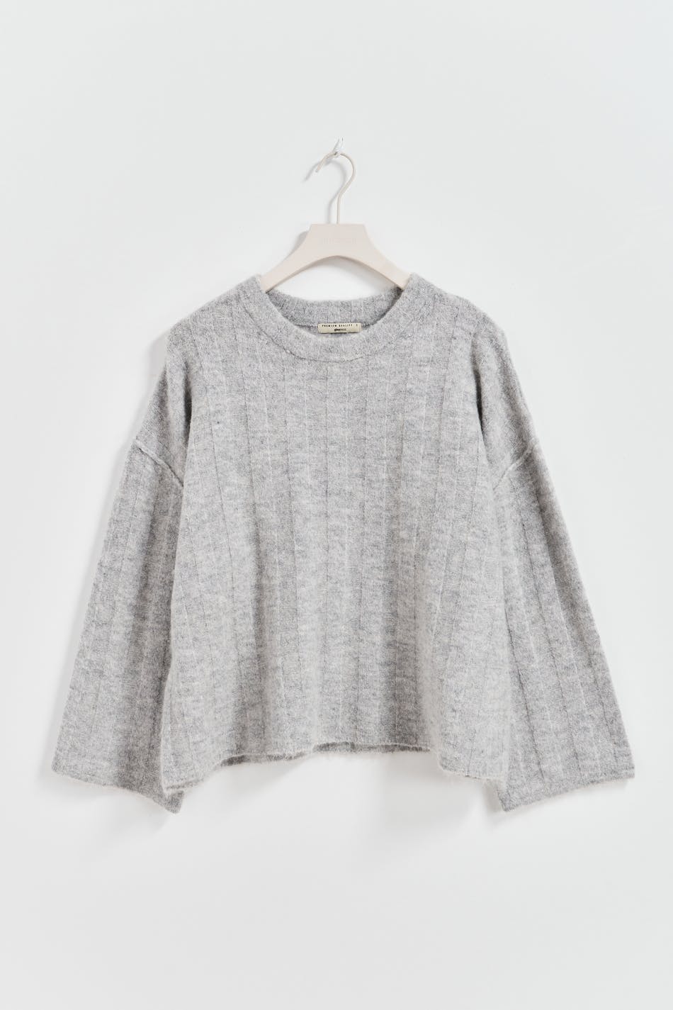Gina Tricot - Wide rib knitted sweater - stickade tröjor - Grey - L - Female
