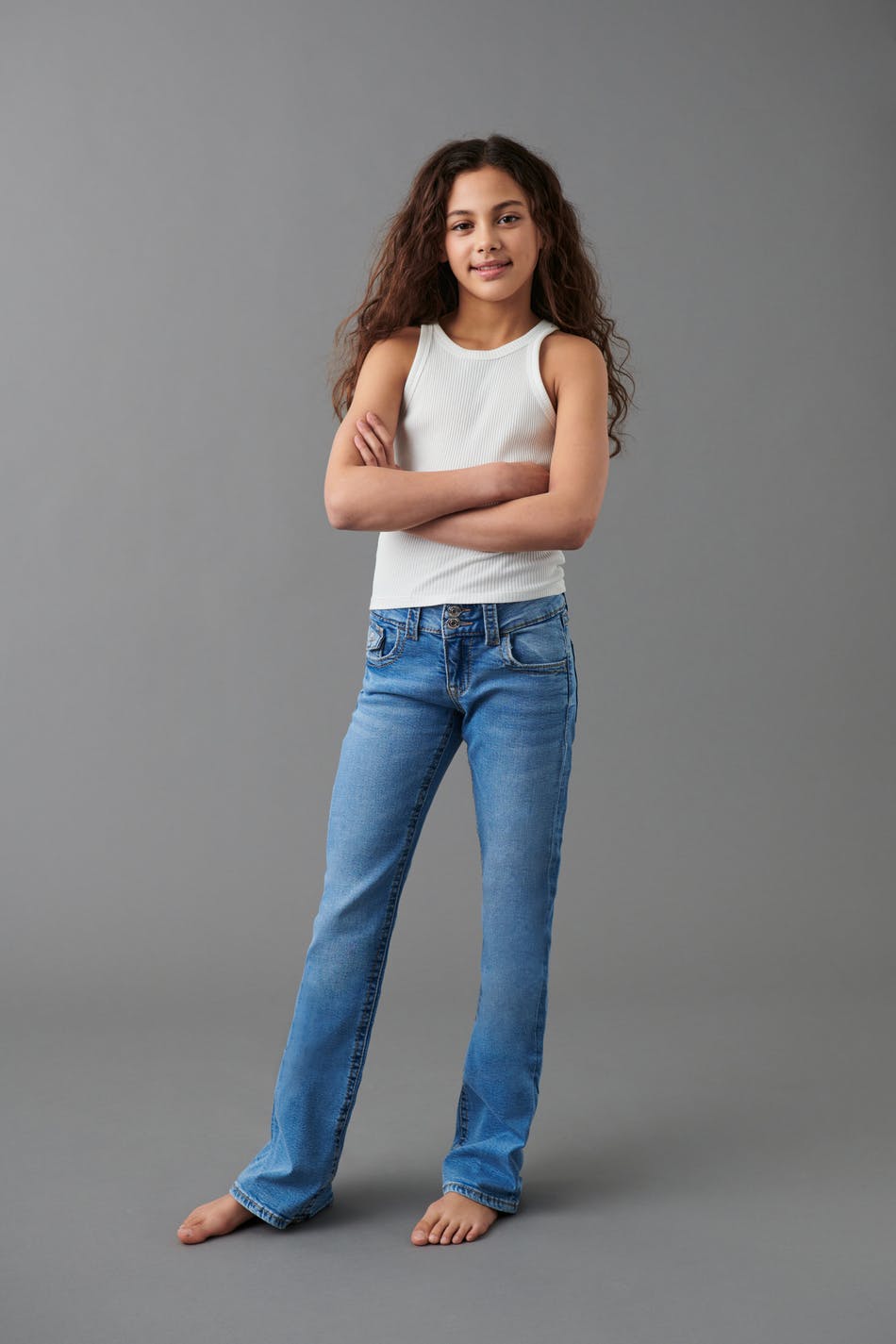 Gina Tricot - Chunky basic flare jeans - bootcut- Blue - 140 - Female