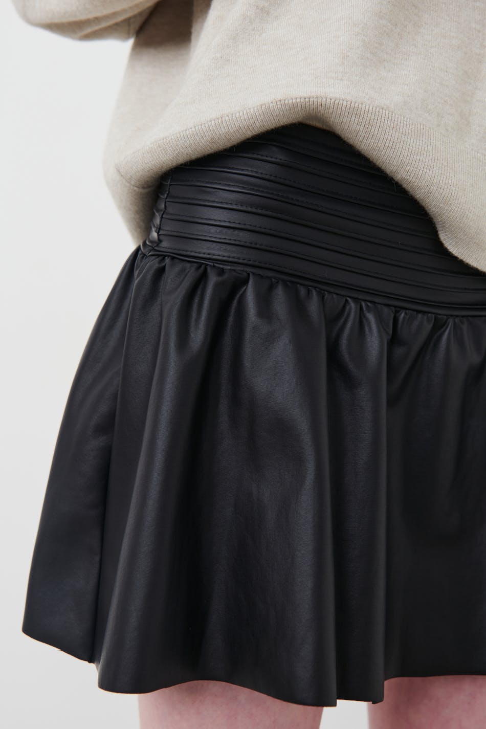  YOOTIKO Black Mini Leather Skirt High Waist Pleated Skater  Skirts Short Sexy Faux Leather Club Wear : Clothing, Shoes & Jewelry