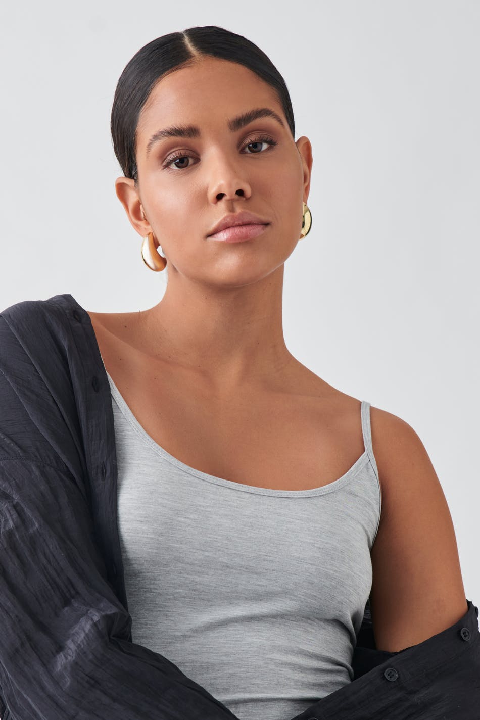 Gina Tricot - Basic strap singlet - linnen - Grey - XXS - Female