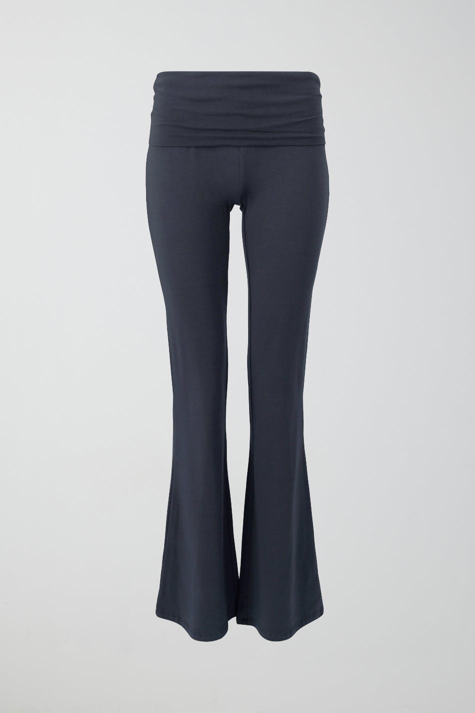 Läs mer om Gina Tricot - Soft touch tall folded flare trousers - yoga-pants - Grey - XXS - Female