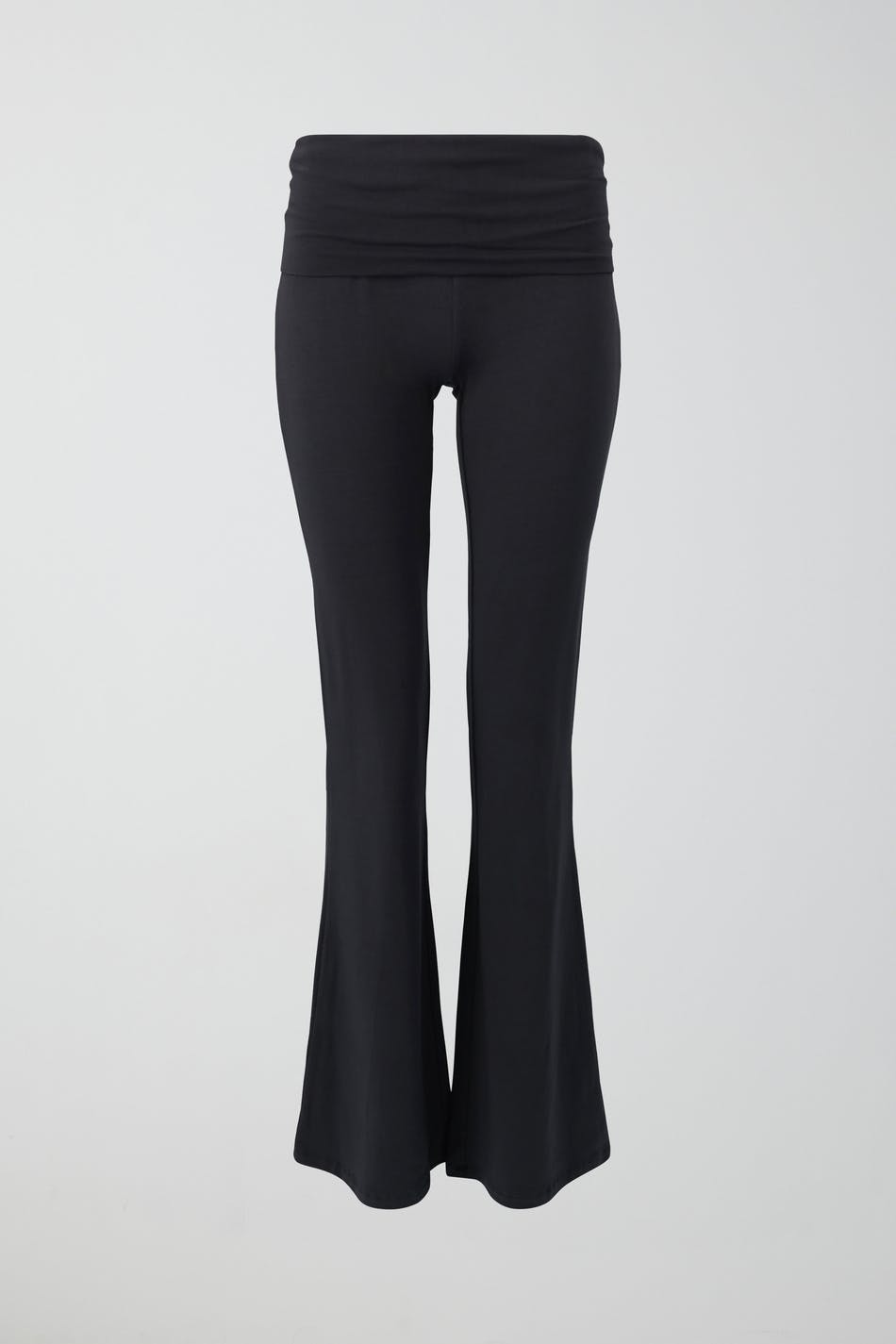 Gina Tricot - Soft touch tall folded flare trousers - yoga-pants - Black - L - Female