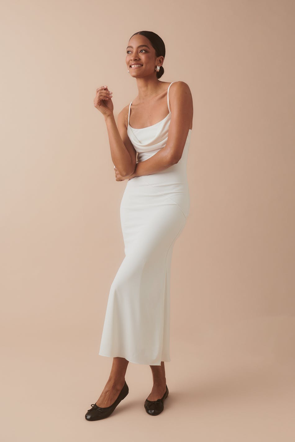 Gina Tricot - Slip dress - långklänningar - White - L - Female