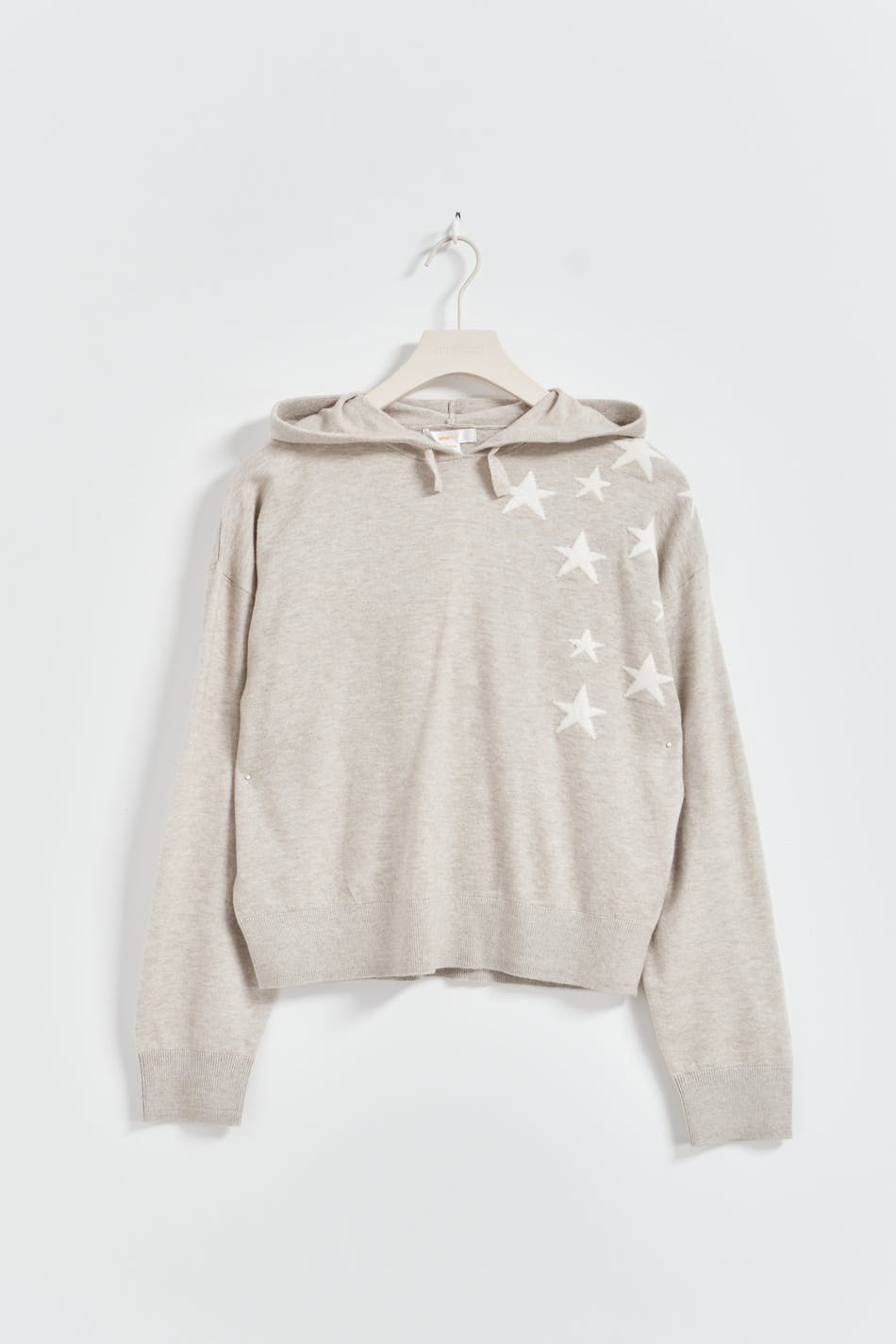 Gina Tricot - Y star knitted hoodie - hoodies - Beige - 146/152 - Female