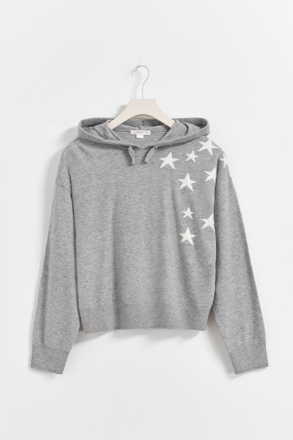 Gina Tricot - Y star knitted hoodie - young-tops - Grey - 134/140 - Female