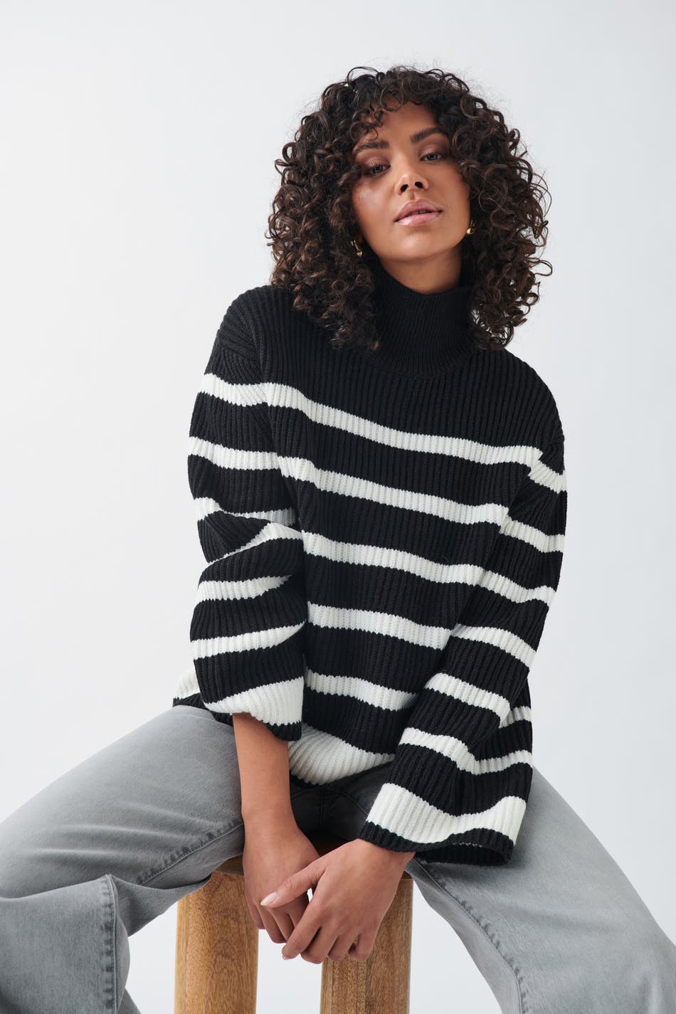 Gina Tricot - Turtleneck knit sweater - stickade tröjor - Black - M/L - Female