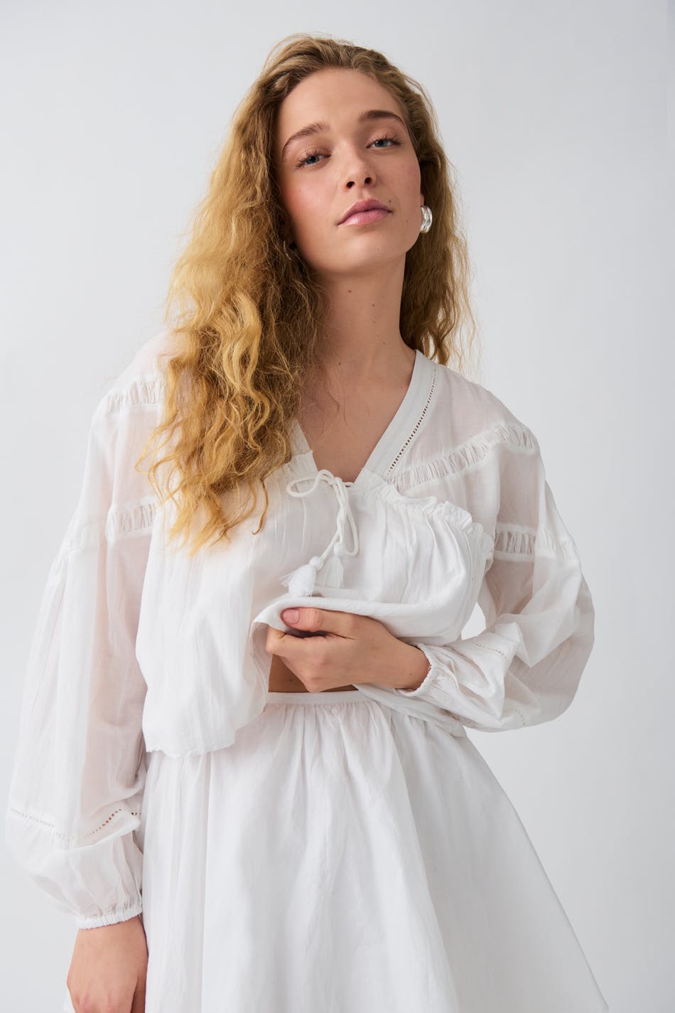  Gina Tricot- Boho blouse - Blusen- White - L- Female
