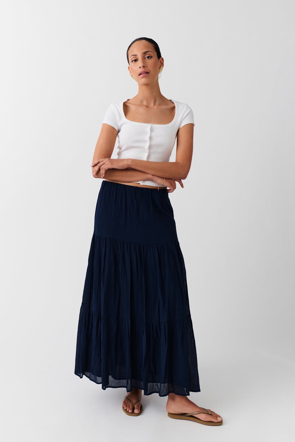 Maxi cotton skirt Blue Women Gina Tricot