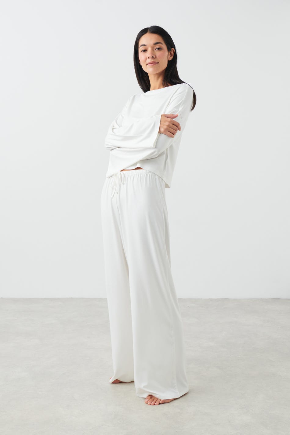 White Wide-leg linen trousers | Commas | MATCHES UK