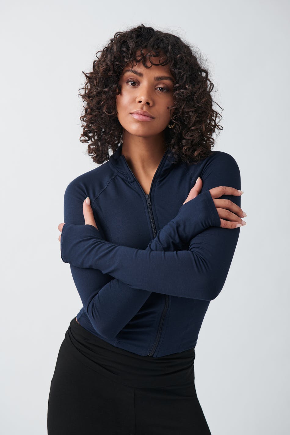 Gina Tricot - Soft touch zip jacket - långärmade toppar - Blue - XL - Female
