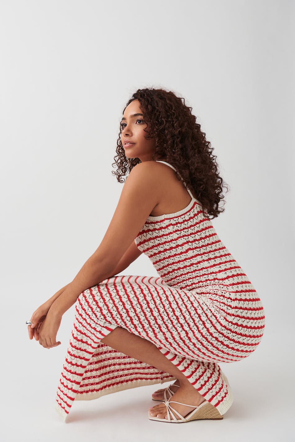 Gina Tricot - Stripe knitted dress - stickade klänningar - Red - S - Female