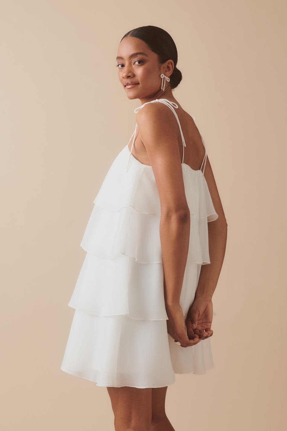 Gina Tricot - Organza frill mini dress - miniklänningar - White - 36 - Female