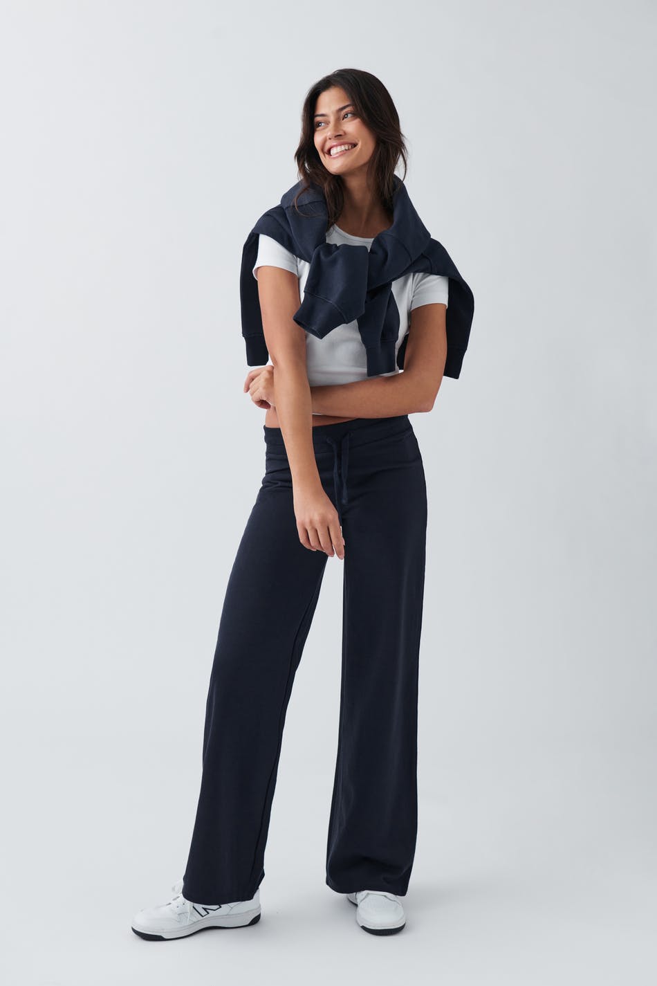 Soft touch folded flare trousers - Blue - Women - Gina Tricot
