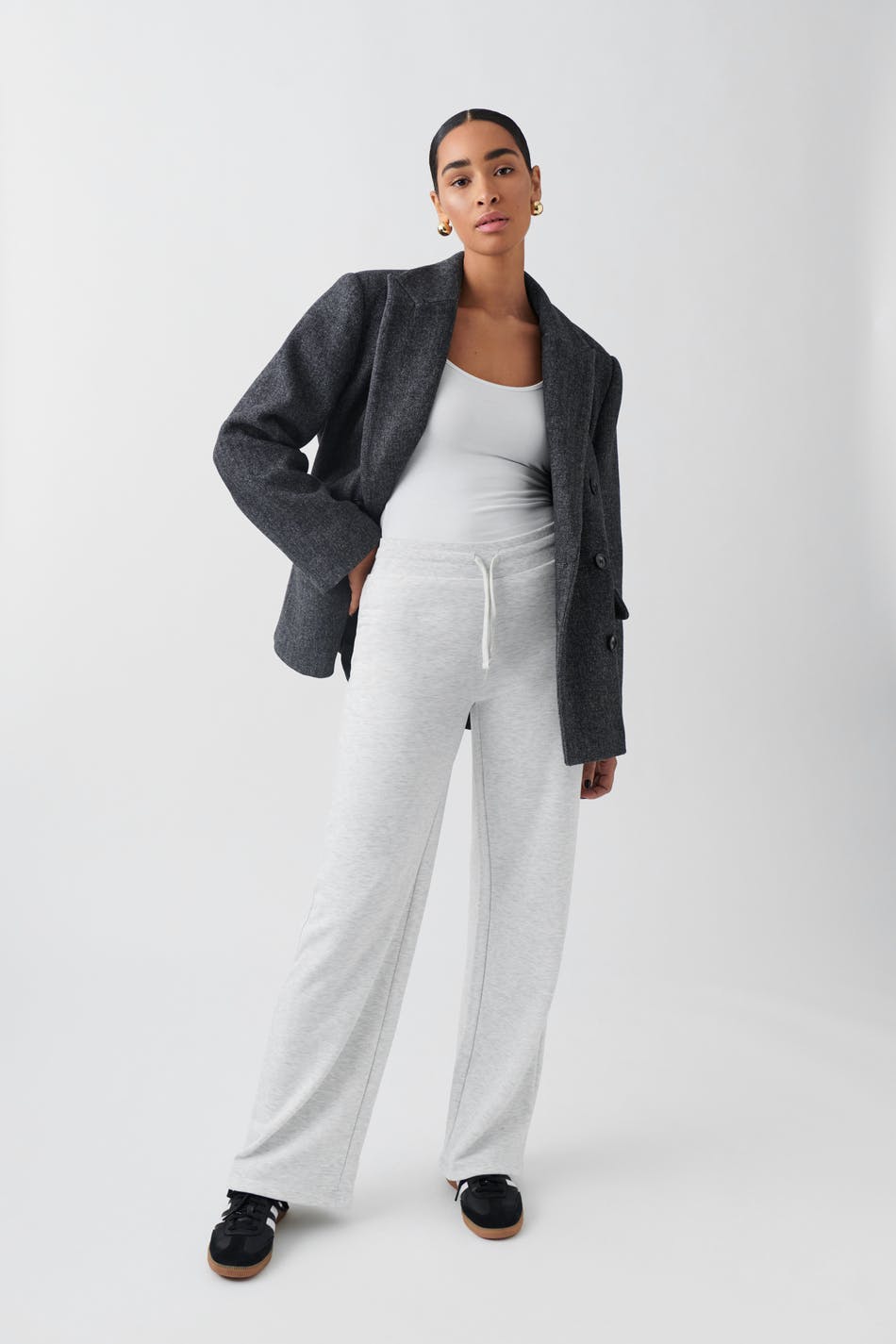 Soft touch folded flare trousers