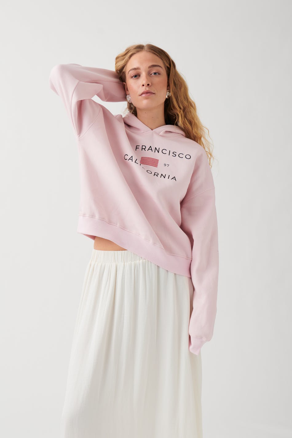 Gina Tricot - Printed hoodie - collegetröjor - Pink - L - Female