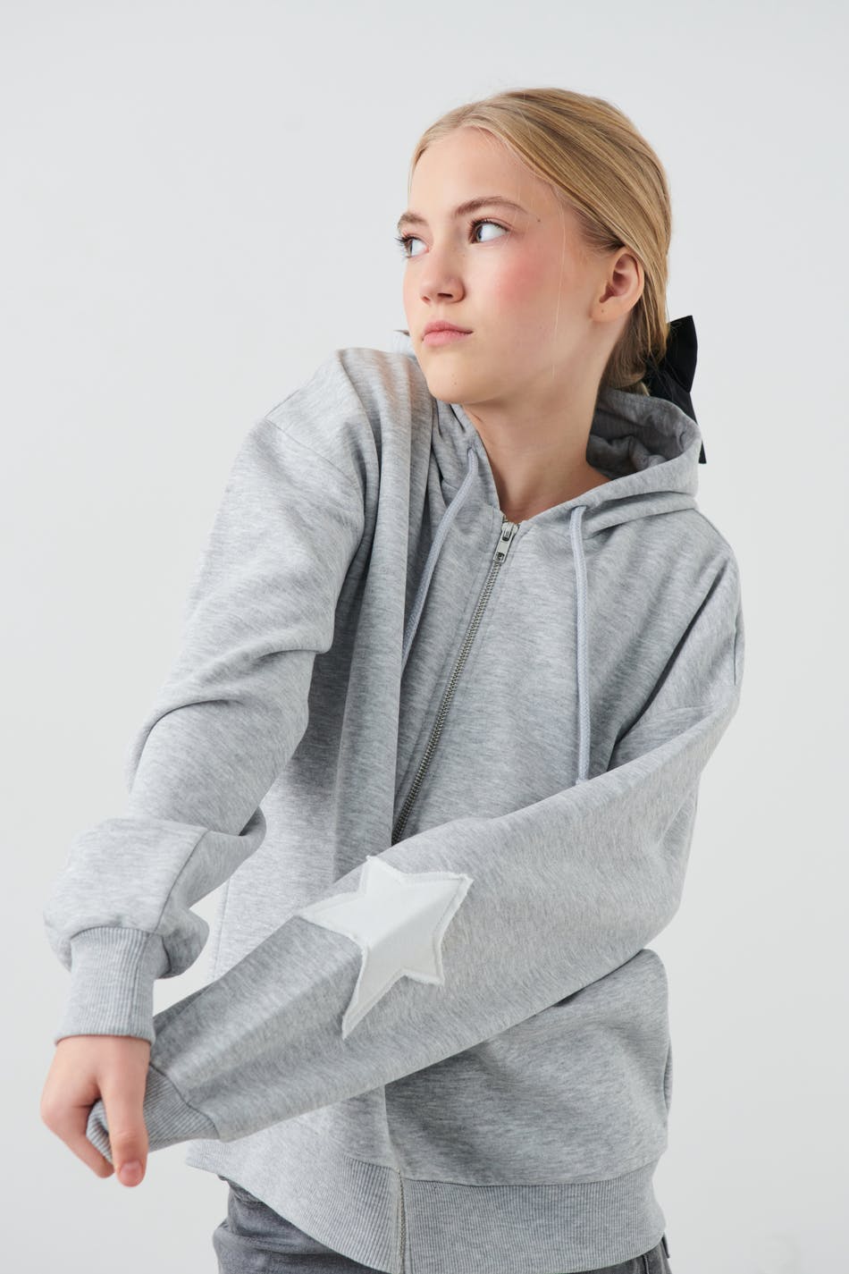 Gina Tricot - Y star zip hood - young-tops - Grey - 146/152 - Female