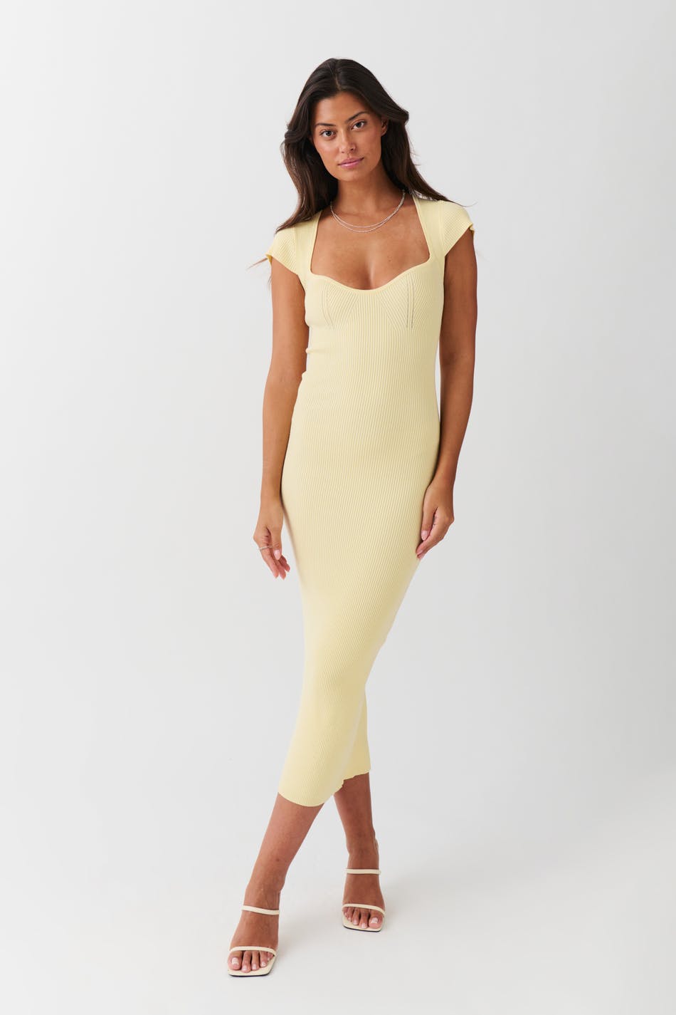  Gina Tricot- Knitted midi dress - strickkleider- Yellow - L- Female