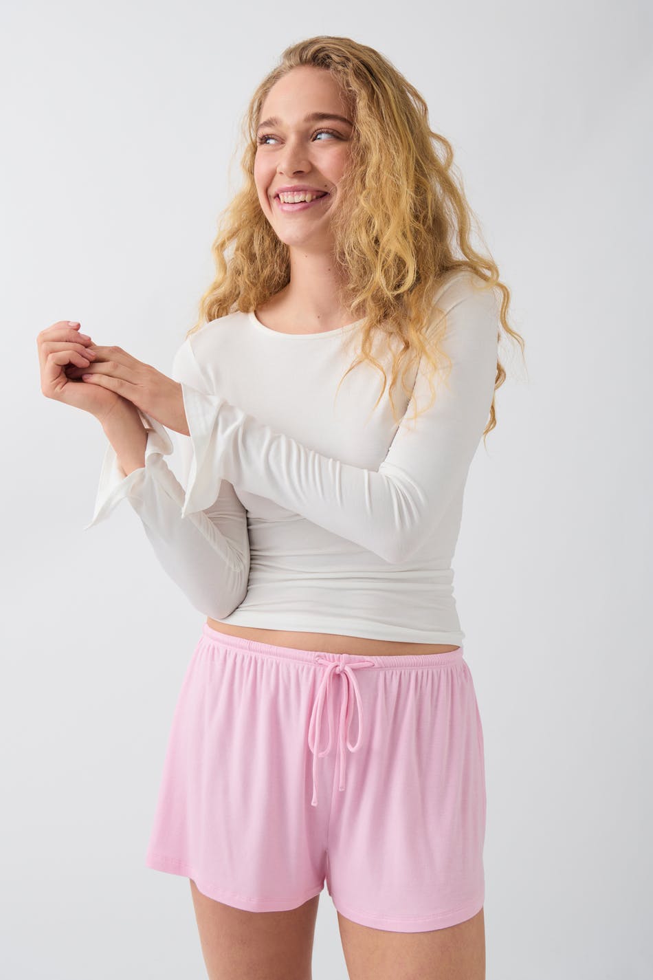  Gina Tricot- Soft drawstring shorts - sweatshorts- Pink - L- Female