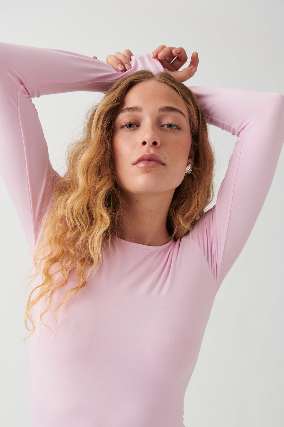 Gina Tricot - Soft touch crew neck top - långärmade toppar - Pink - L - Female