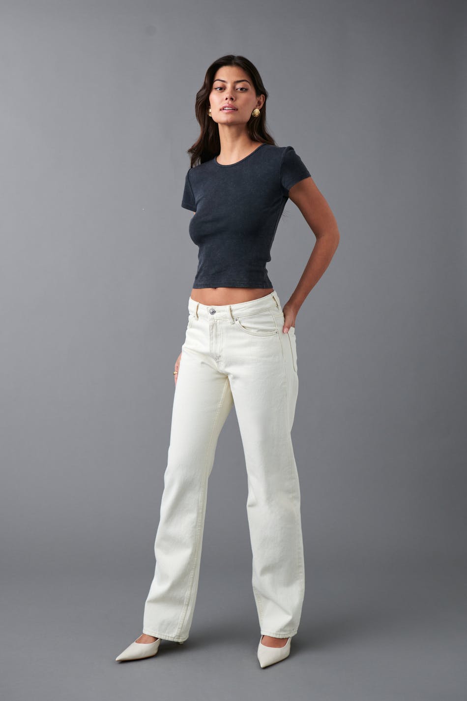 Läs mer om Gina Tricot - Full length jeans - highwaist jeans - White - 34 - Female
