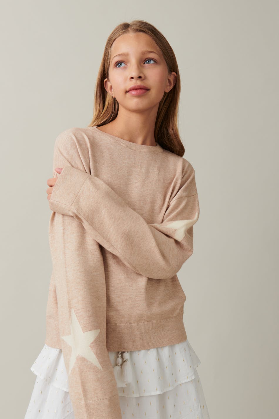  Gina Tricot- Y fine kn star sweater - strickpullis- Beige - 158/164- Female