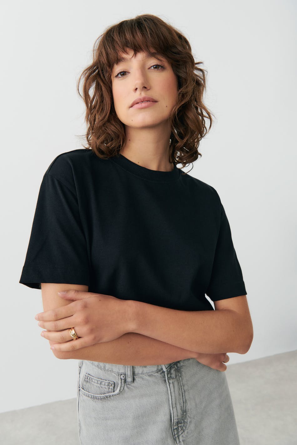  Gina Tricot- Basic tee - Tops und shirts- Black - S- Female