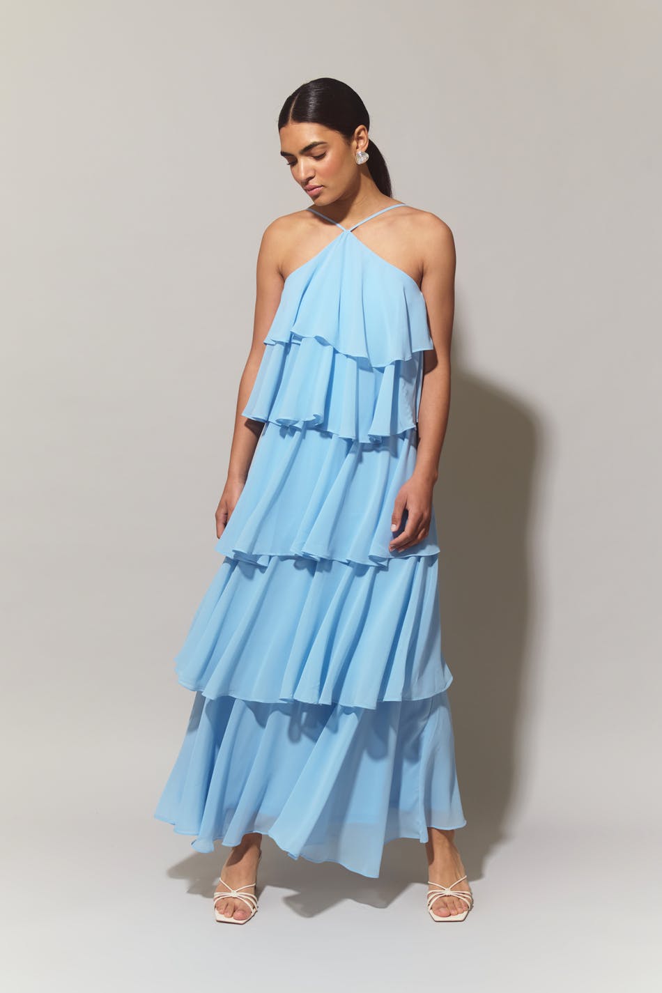 Frill maxi dress Blue Women Gina Tricot