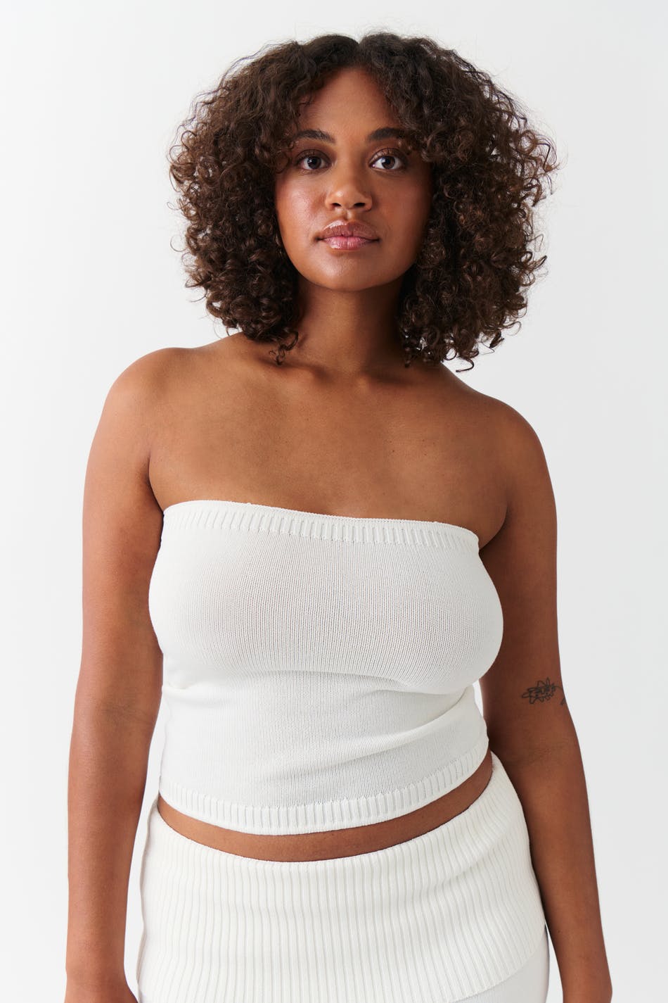  Gina Tricot- Knitted tube top - bandeau tops- White - XS- Female