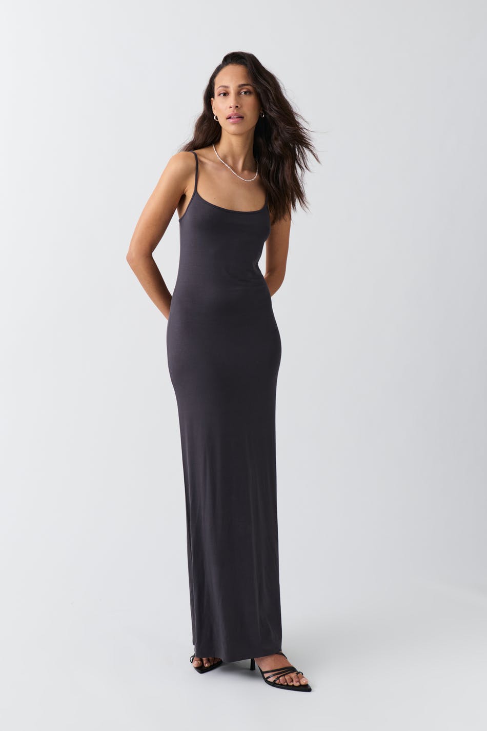 Gina Tricot - Tall maxi slip dress - lange kjoler- Grey - XL - Female