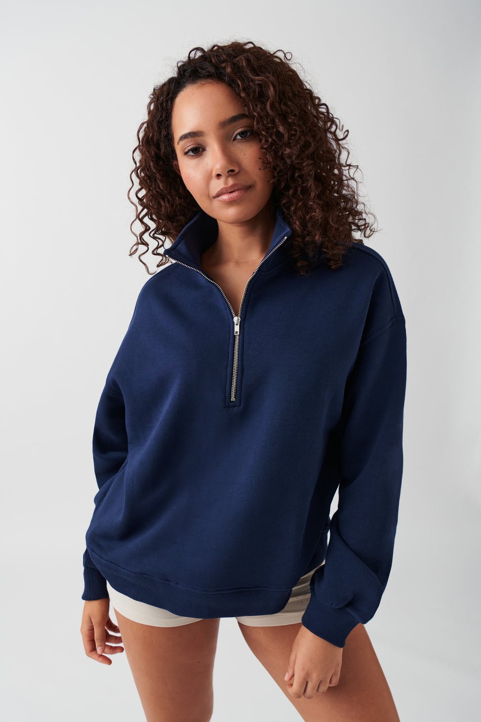 Gina Tricot - Zip sweater - collegetröjor - Blue - L - Female