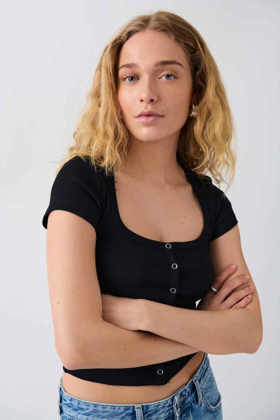  Gina Tricot- Button down top - Tops und shirts- Black - XS- Female