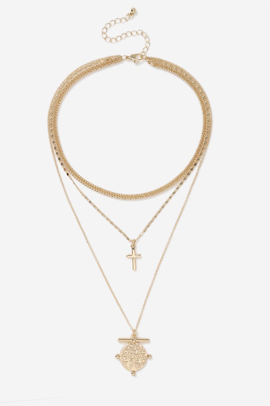GOLD CROSS MIX CHAIN NECKLACE