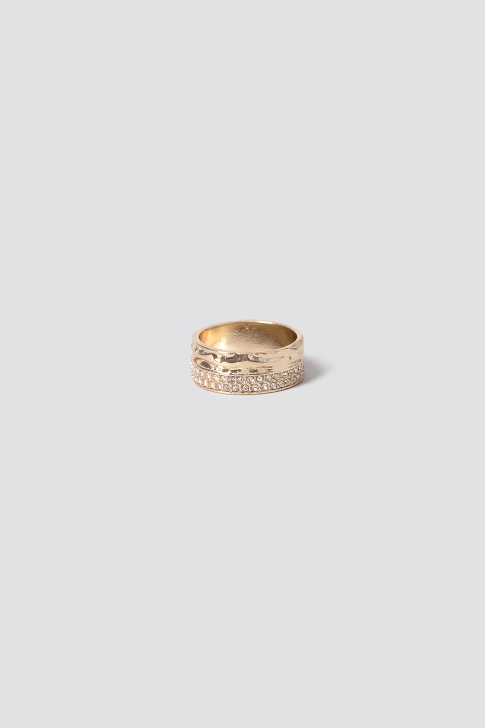 Crystal Hammered Gold Ring