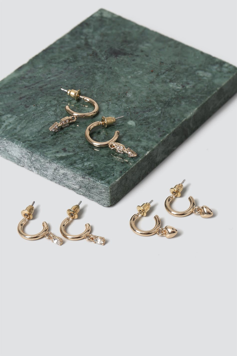 Fine Arrow Mixed set of Crystal Earrings in Gold