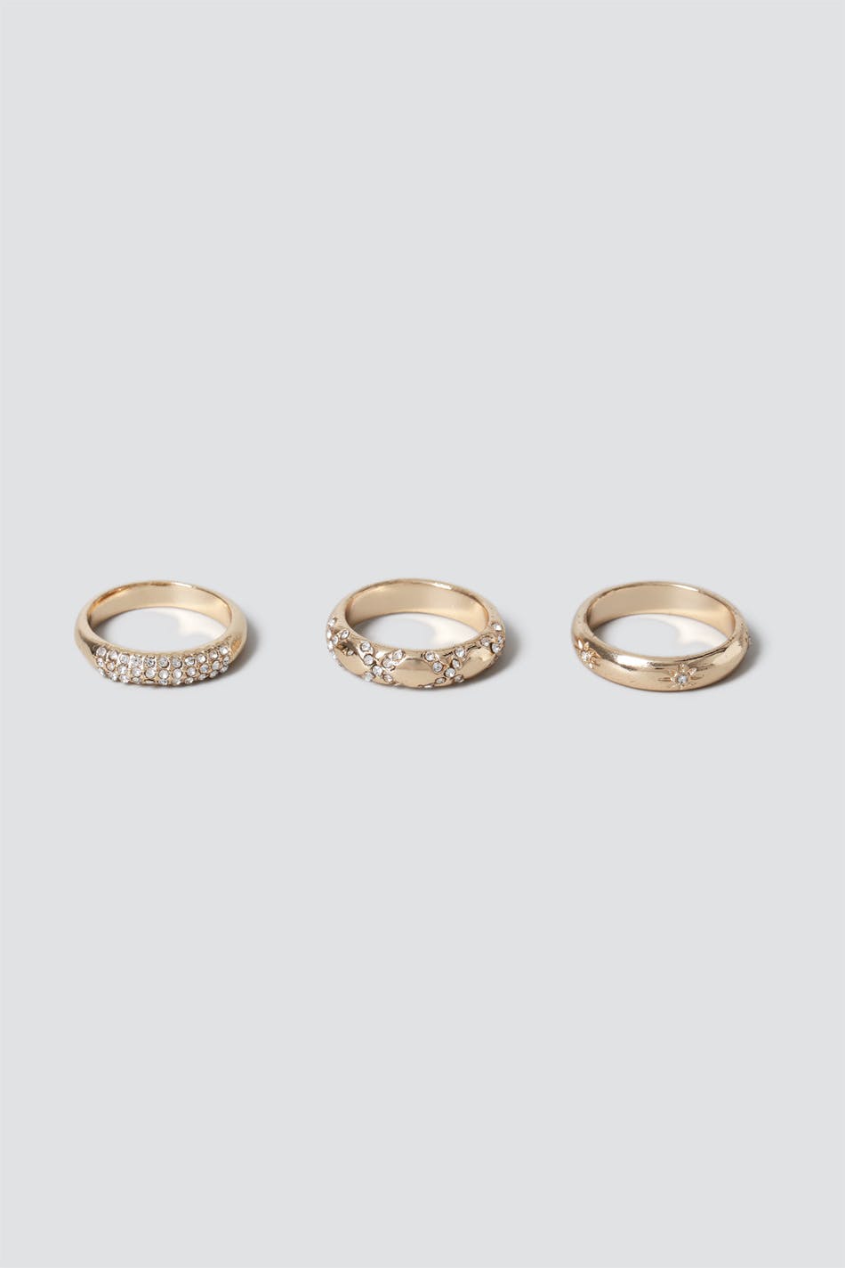Chunky Pave Crystal Gold Ring Pack