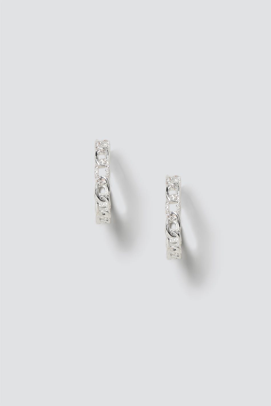 Pave Chain Crystal Hoop Earrings