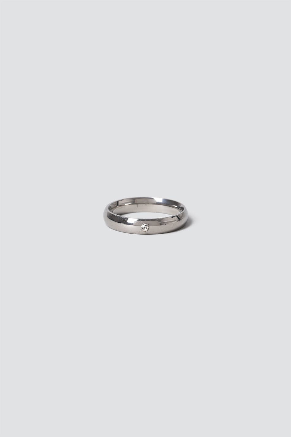 Silver Stainless Steel Crystal Ring