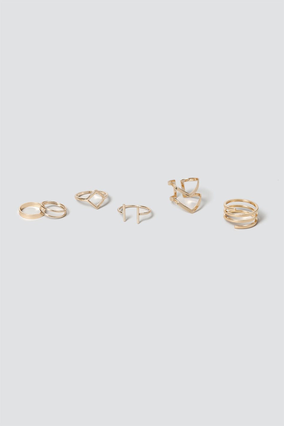 Geometric Shapes Ring Pack in Gold