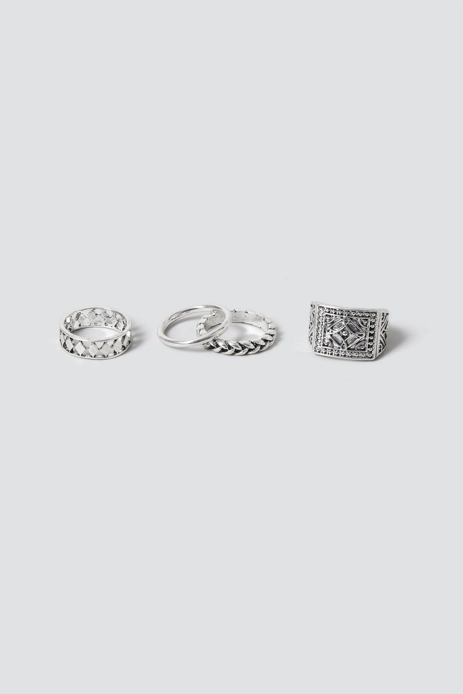 Recycled Burnished Silver Ring Pack