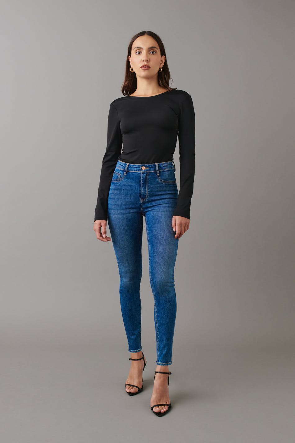 - - - high jeans Dame waist Tricot Gina Blau Molly