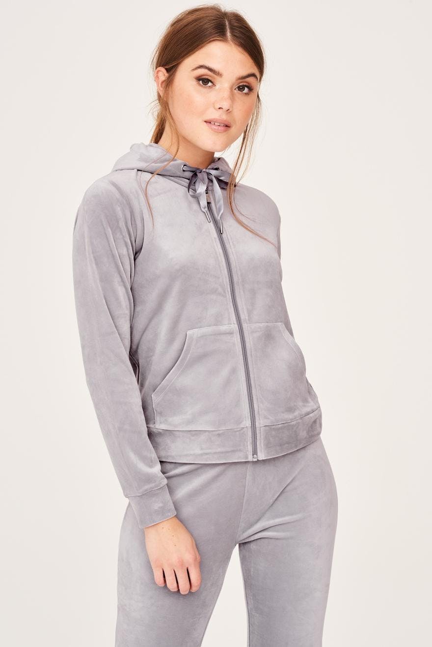 grey velour hoodie